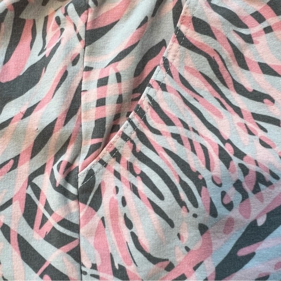 New York & Co Strapless Romper Pink Gray Zebra Print Drawstring Waist Casual XS - Picture 6 of 6